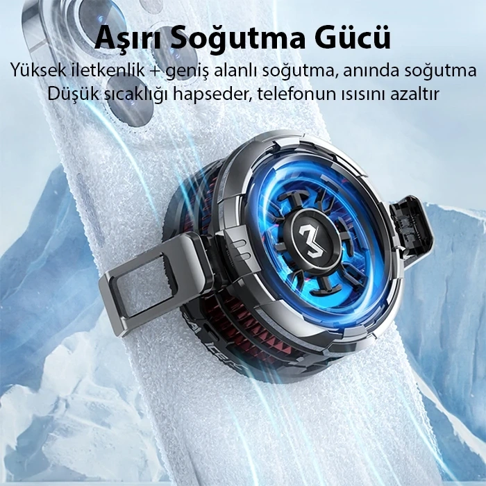 Nevamel® MEMO CX08 iOS Android Soğutucu 15W Manyetik + Arka Klips 2si 1 Arada Yarı İletken Soğutma Fanı Radyatörü-(5775)