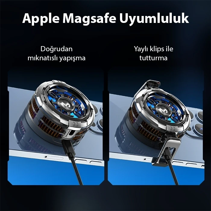 Nevamel® MEMO CX08 iOS Android Soğutucu 15W Manyetik + Arka Klips 2si 1 Arada Yarı İletken Soğutma Fanı Radyatörü-(5775)