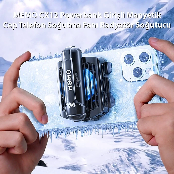 Nevamel MEMO CX12 Powerbank Girişli Manyetik Cep Telefon Soğutma Fanı Radyatör Soğutucu-(5775)