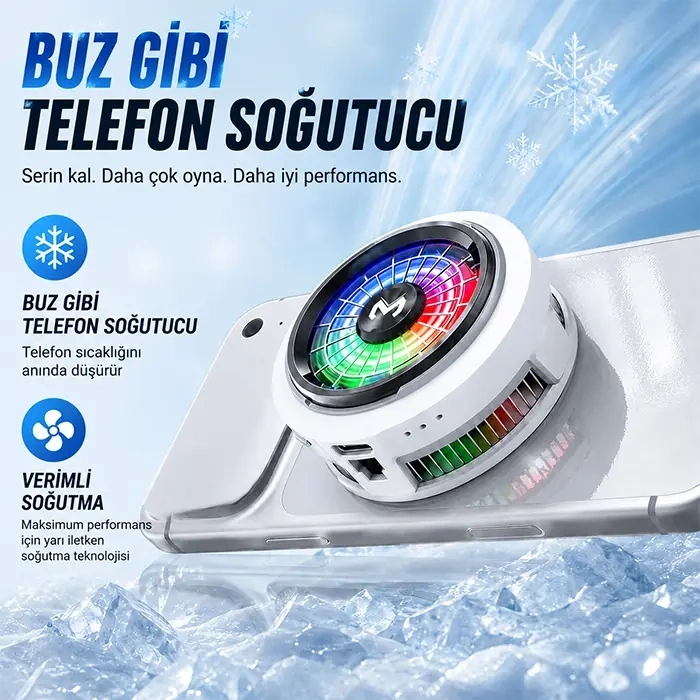 Nevamel® Memo CX20 iOS Android Soğutucu 20W Manyetik RGB Telefon Soğutucu –Anında Hızlı SoğutmaSessiz Fan Soğutma-(5775)