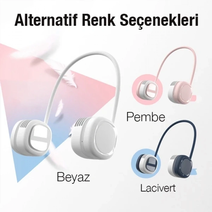 Nevamel MEMO G02 Boyun Askılıklı Mini Fan Taşınabilir Şarjlı Soğutucu Boyun Fanı-(5775)