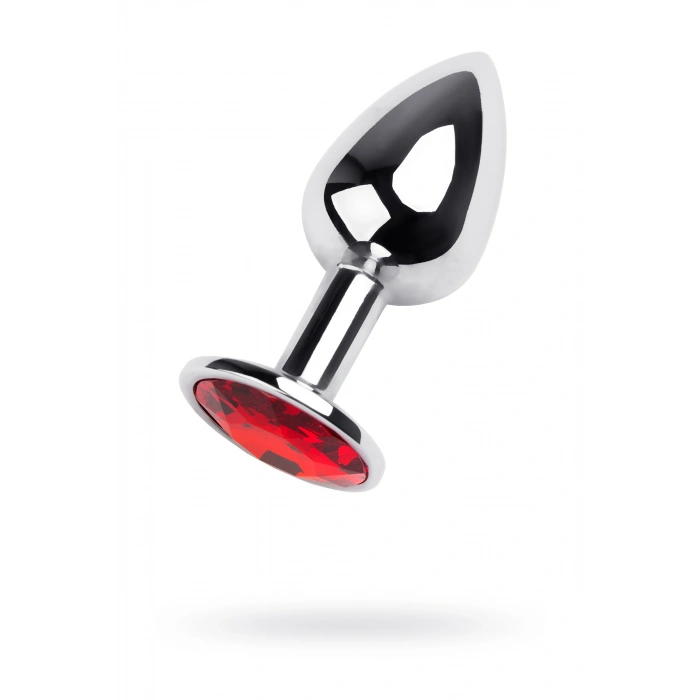 Nevamel® Metal Anal Plug, Metal, Gümüş, Kırmızı Kristalli, 7 Cm, Ø 2,8 Cm, 50 G