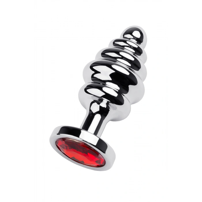 Nevamel® Metal Anal Plug, Metal, Gümüş, Kırmızı Kristalli, 8 Cm, Ø 3,5 Cm, 95 G