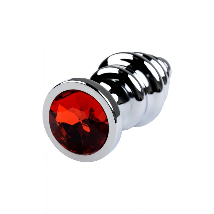 Nevamel® Metal Anal Plug, Metal, Gümüş, Kırmızı Kristalli, 8 Cm, Ø 3,5 Cm, 95 G