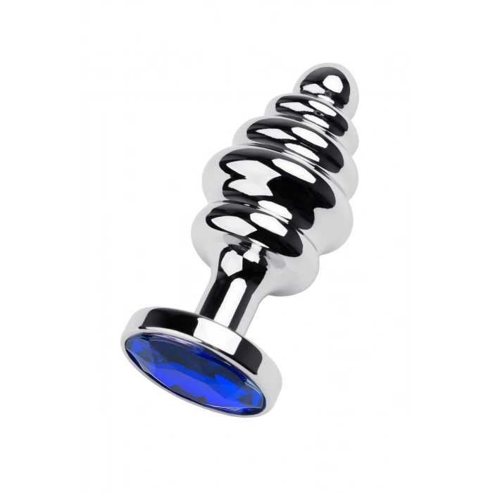 Nevamel® Metal Anal Plug, Metal, Gümüş, Mavi Kristalli, 7,2 Cm, Ø 4 Cm, 130 G (Kod:130)