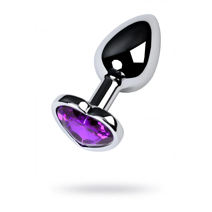 Nevamel® Metal Anal Plug, Metal, Gümüş, Mor Kristalli, 7 Cm, Ø 2,7 Cm, 50 G