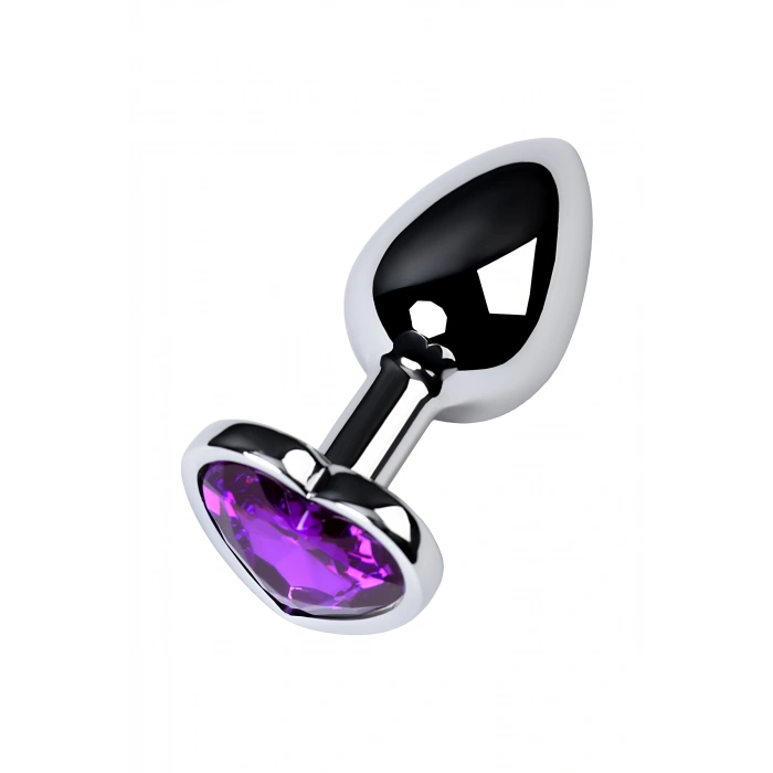 Nevamel® Metal Anal Plug, Metal, Gümüş, Mor Kristalli, 7 Cm, Ø 2,7 Cm, 50 G