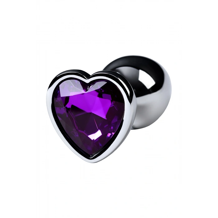 Nevamel® Metal Anal Plug, Metal, Gümüş, Mor Kristalli, 7 Cm, Ø 2,7 Cm, 50 G