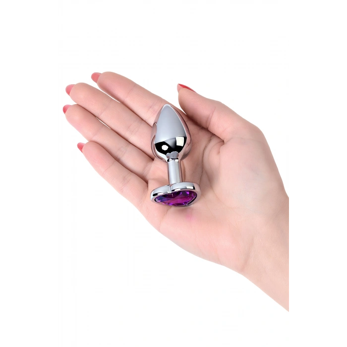 Nevamel® Metal Anal Plug, Metal, Gümüş, Mor Kristalli, 7 Cm, Ø 2,7 Cm, 50 G