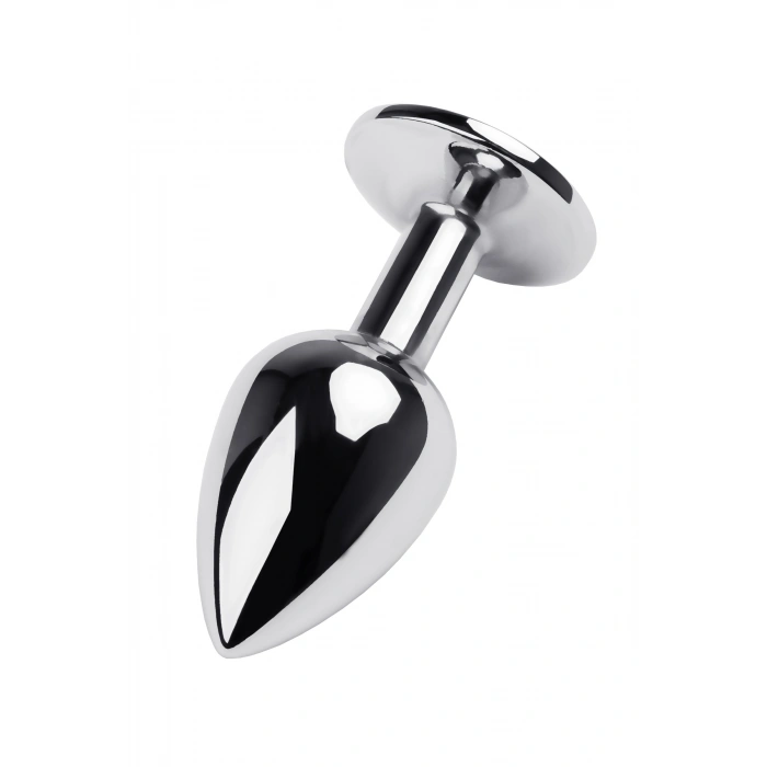 Nevamel® Metal Anal Plug, Metal, Gümüş, Siyah Kristalli, 7 Cm, Ø 2,8 Cm, 50 G