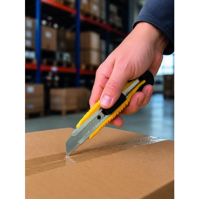 Nevamel® Metal Gövdeli 5’li Falçata Seti Profesyonel Maket Bıçağı Karton Koli  Kesici