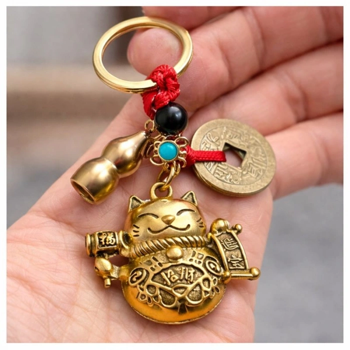 Nevamel Metal Şans Ve Bereket Kedisi Anahtarlık Model 1