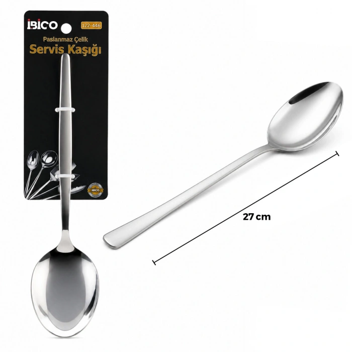 Nevamel® Metal Servis Kaşığı - Krom Renk - 27 cm