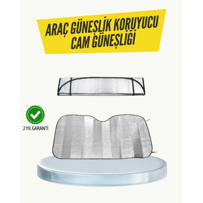 Nevamel Metalize Reflektörlü Katlanabilir Araç Güneşliği – Yüksek Performanslı Isı ve UV Koruması