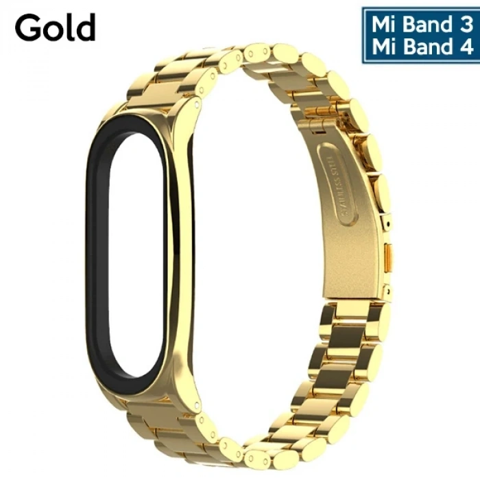 Nevamel Mijobs Xiaomi Mi Band 4 Akıllı Saat 3 Bakla Çelik Kayış Kordon-(5775)