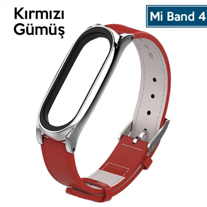 Nevamel Mijobs Xiaomi Mi Band 5-4  Pu Deri Kayış Kordon-(5775)