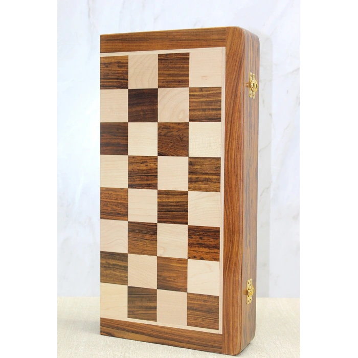 Nevamel® Mıknatıs Taşlı Ahşap Katlanabilir Kutulu Satranç Oyunu 40 Cm