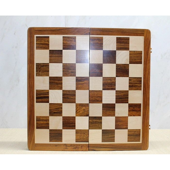 Nevamel Mıknatıs Taşlı Ahşap Katlanabilir Kutulu Satranç Oyunu 40 Cm