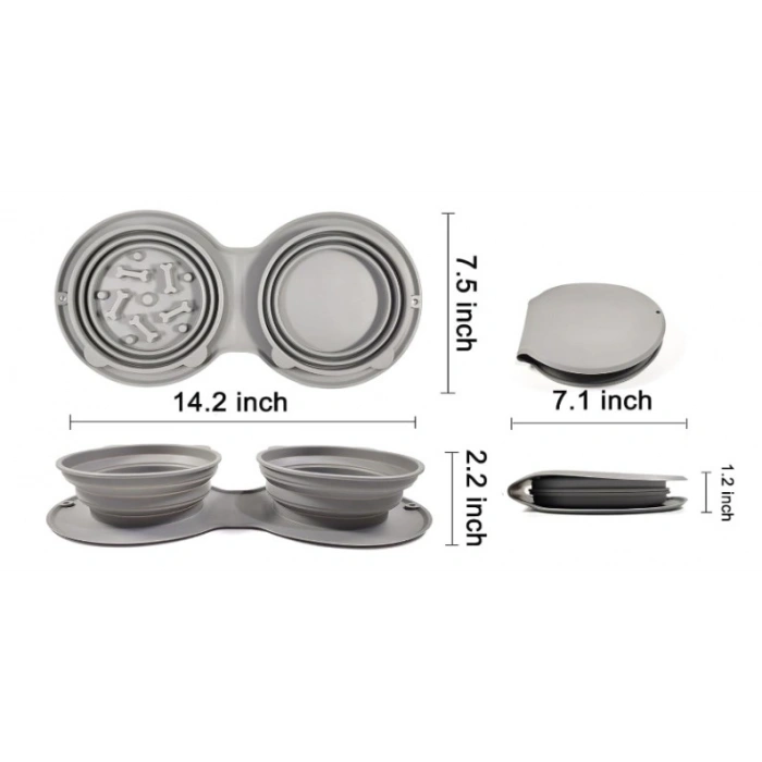 Nevamel Mikopet Katlanabilir İkili Mama ve Su Kabı