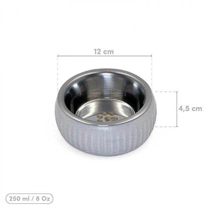 Nevamel Mikopet Organik Seramik Mama Kabı Gri