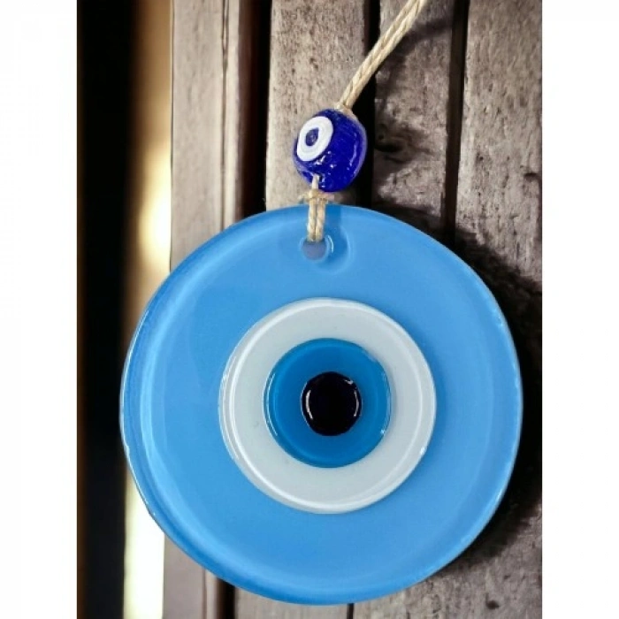 Nevamel Mini Boy Bebe Mavisi Nazar Boncuklu Duvar Süsü 10 Cm Cam Duvar Dekoru