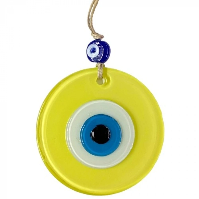 Nevamel Mini Boy Sarı Nazar Boncuklu Duvar Süsü 10 Cm Cam Duvar Dekoru