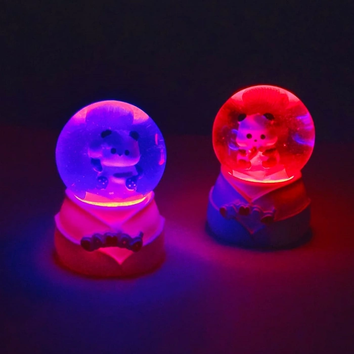 Nevamel® Mini Boy Sevimli Panda Tasarımlı Işıklı Kar Küresi