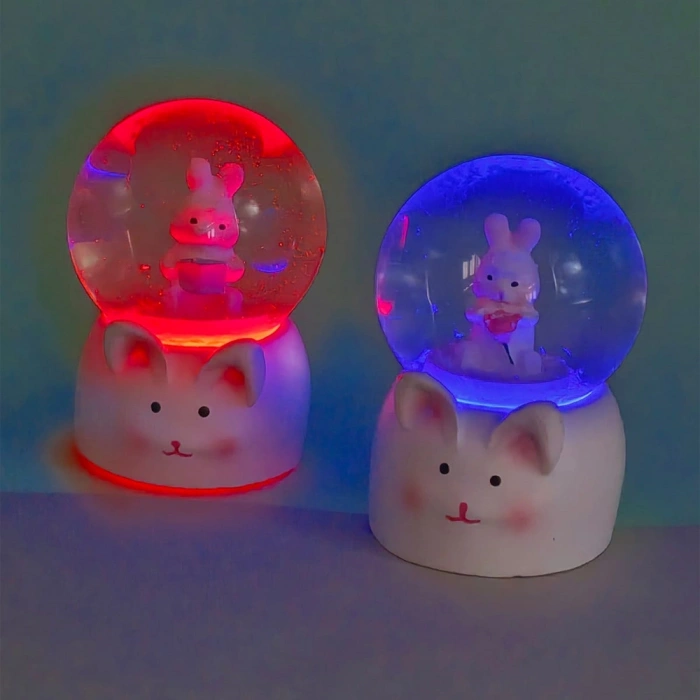 Nevamel® Mini Boy Tavşan Tasarımlı Işıklı Kar Küresi