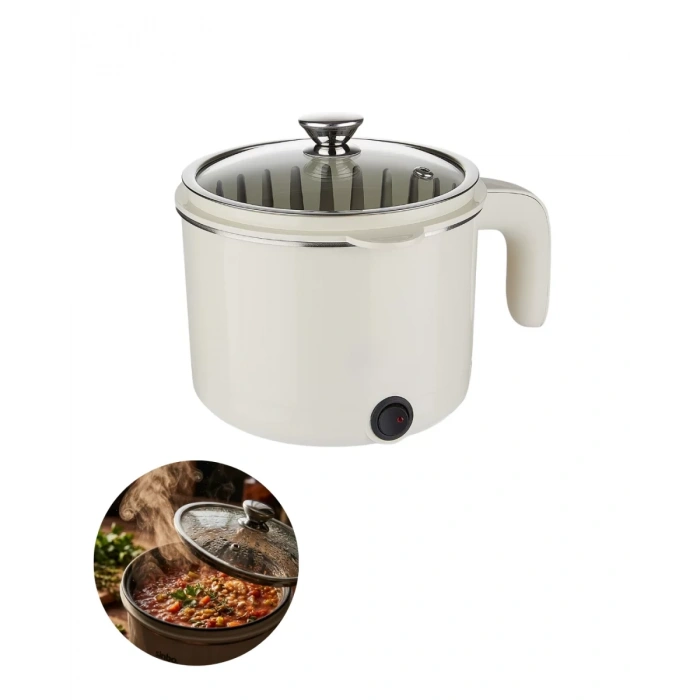 Nevamel® Mini Elektrikli Yemek Pişirici 1 Litre Buharlı Pişirme Tepsili Mutfak Tenceresi