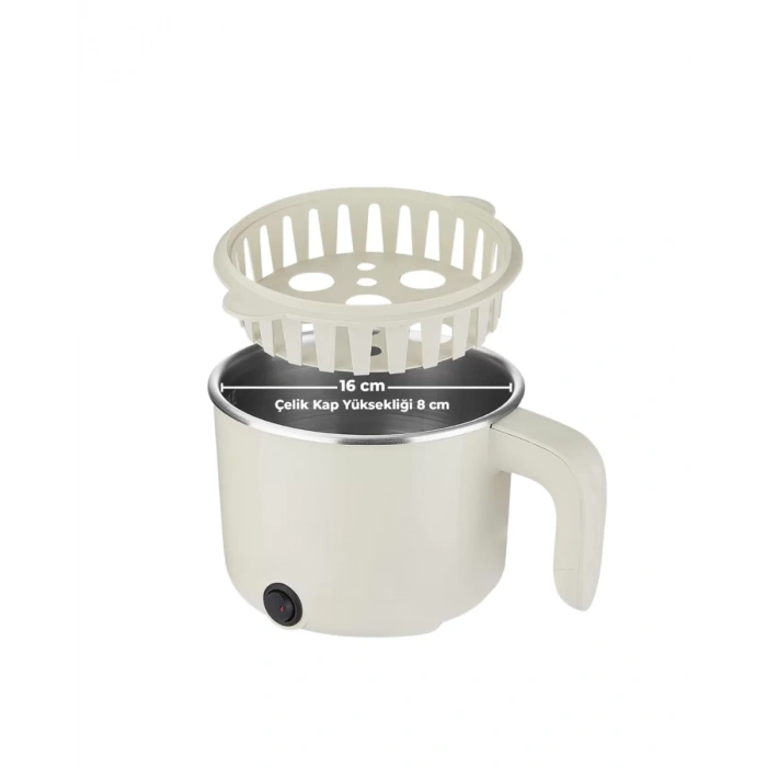 Nevamel® Mini Elektrikli Yemek Pişirici 1 Litre Buharlı Pişirme Tepsili Mutfak Tenceresi