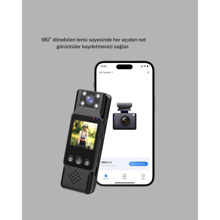 Nevamel® Mini Güvenlik Kamerası 1080P 3MP Fotoğraf 180° Ayarlanabilir Lens USB Şarjlı