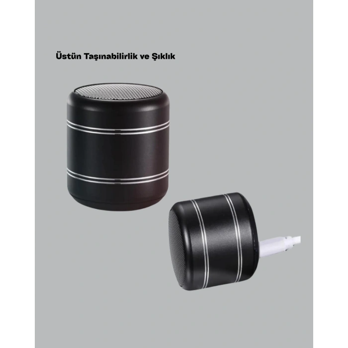 Nevamel® Mini Silindir Kablosuz Hoparlör Güçlü Ses 4W Bas + TWS Senkron Özellik