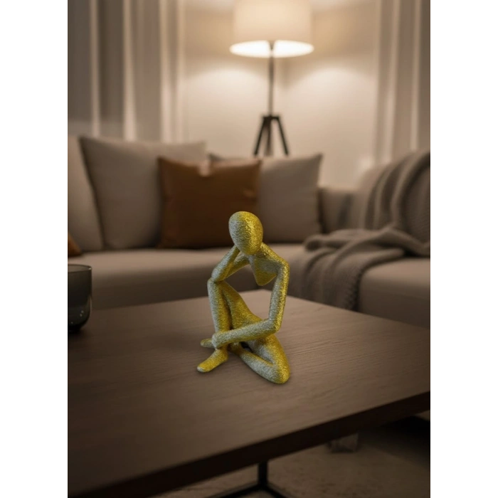 Nevamel® Minimal Sarı İnsan Figürü Biblo Ev ve Ofis Dekoru