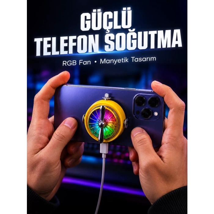 Nevamel® Mobil Oyuncular İçin RGB Işıklı Telefon Soğutucu