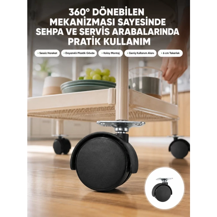Nevamel® Mobilya Tekerleği 6 cm Kilitsiz Tekli Satış