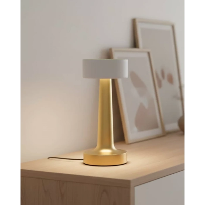 Nevamel® Modern Altın Gövdeli LED Masa Lambası 3 Işık Modlu