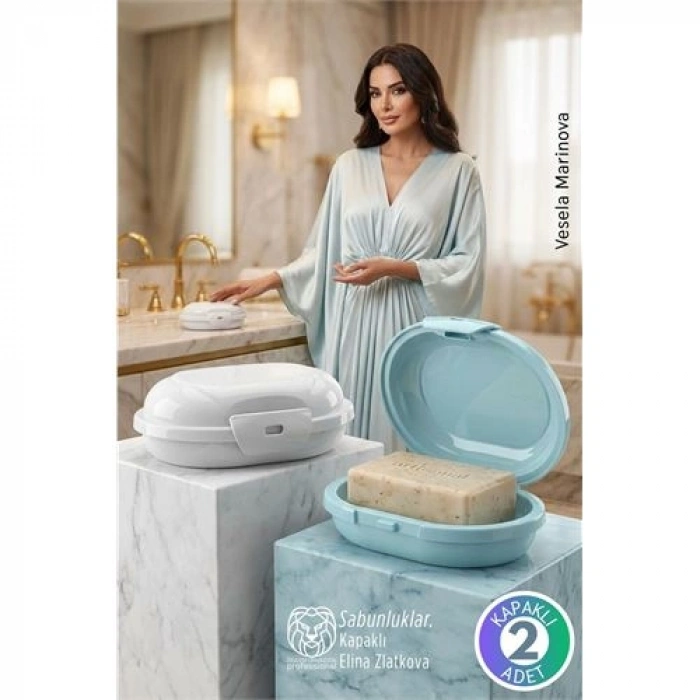 Nevamel® Modern Banyo Tasarımı: 2’li Premium Sızdırmaz Kapaklı Sabunluk Seti - Hijyenik Seyahat Kutusu
