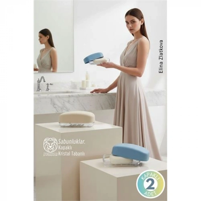 Nevamel® Modern Banyo Tasarımı: 2’li Premium Sızdırmaz Kapaklı Sabunluk Seti - Hijyenik Seyahat Kutusu