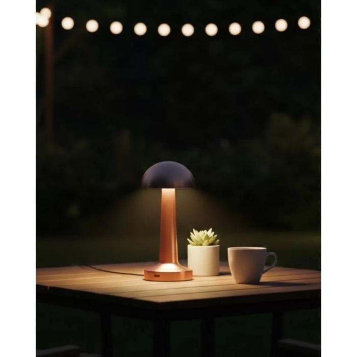 Nevamel® Modern Bronz Masa Lambası 3 Renk LED Dokunmatik Şarjlı Model