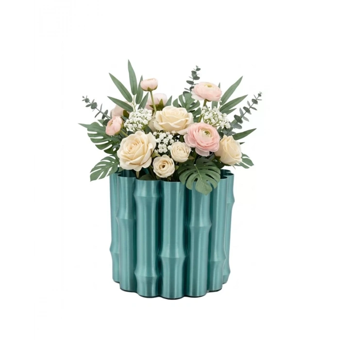 Nevamel® Modern Parlak Yeşil Vazo Dekoratif Şık Tasarım Salon Ofis Kullanım