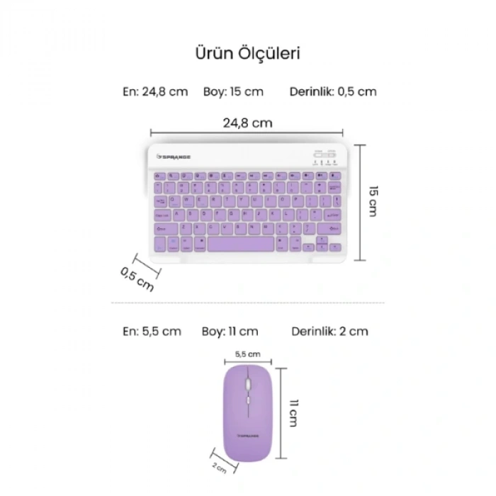 Nevamel Mor Kablosuz Klavye Ve Mouse Seti