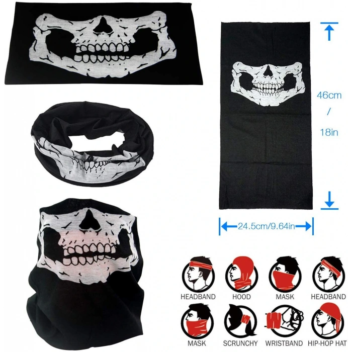 Nevamel Motorcu Boyunluk Baf Buff Bandana 25x48 cm Model 7