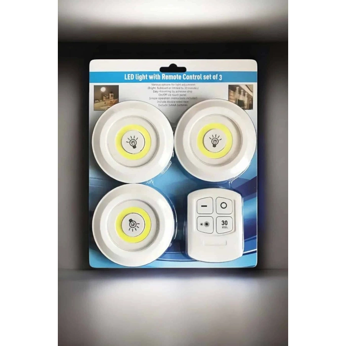 Nevamel Mutfak Dolap Altı Işığı Uzaktan Kumandalı Yapışkanlı Kablosuz Pilli