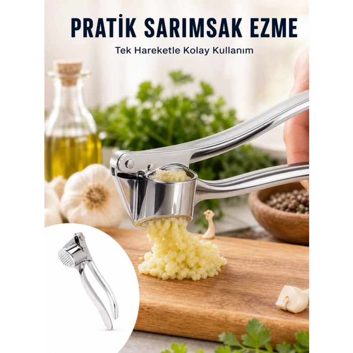 Nevamel® Mutfak Sarımsak Ezici Kaymaz Saplı Güçlü Mekanizma