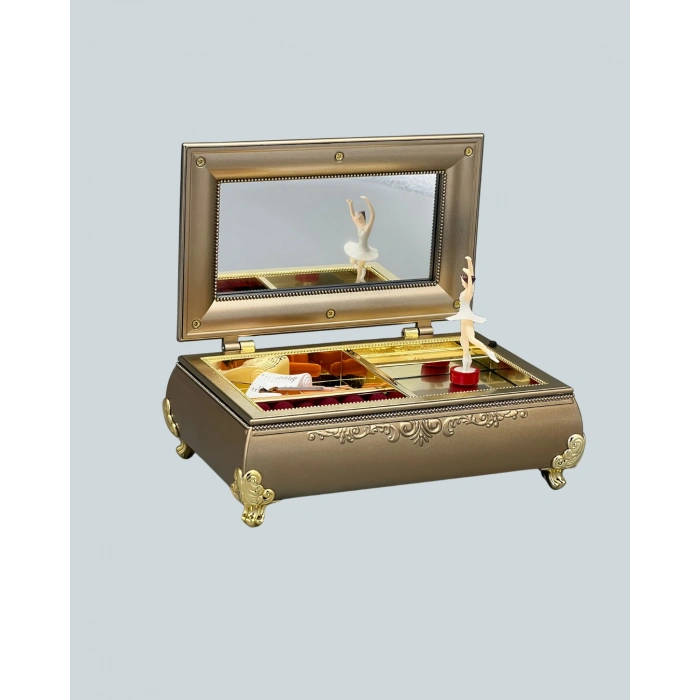 Nevamel® Müzikli Balerin Figürlü Takı Kutusu Piyano Desenli Dekoratif