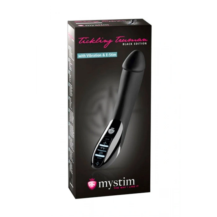 Nevamel® Mystim Tickling Truman Elektro Stimülasyonlu Vibratör, Silikon, Siyah, 27Cm