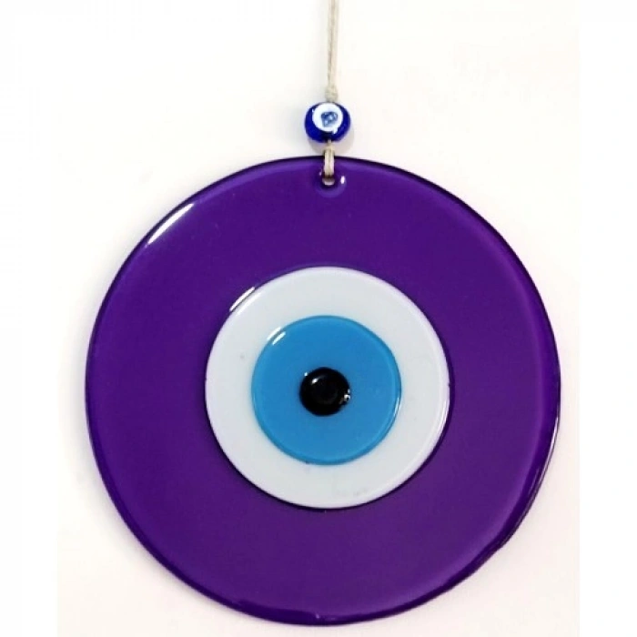 Nevamel Nazar Boncuklu Mor Renk 20 Santimetre Çapında Cam Duvar Süsü