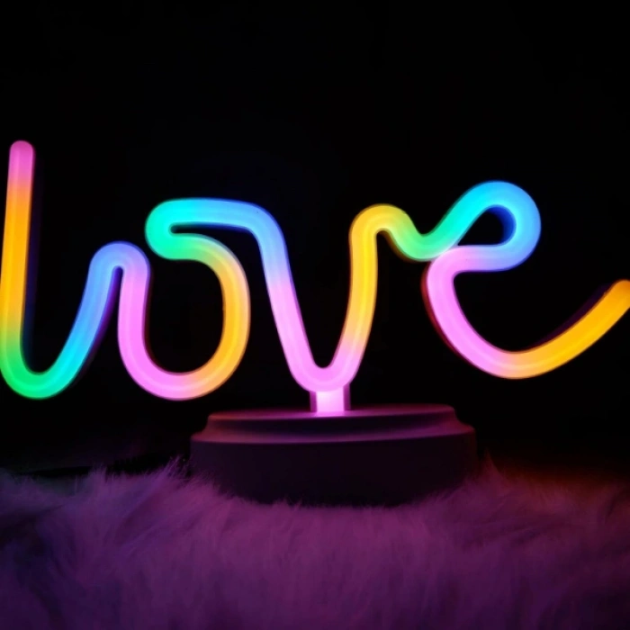 Nevamel® Neon Işıklı Love Yazılı Masa Gece Lambası