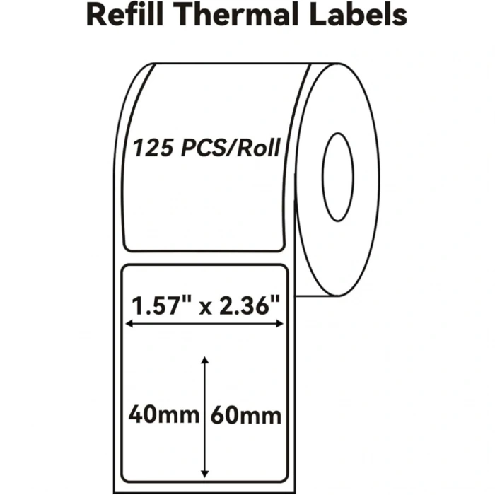 Nevamel® NIIMBOT T40 Etiket 40mm x 60mm 125 adet Şeffaf  (B1B21SB3S)(1923)