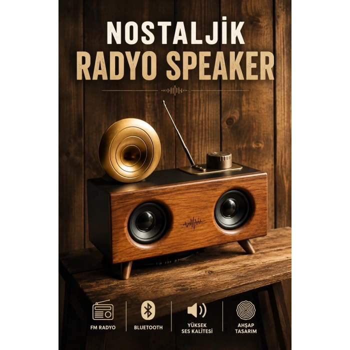 Nevamel® Nostaljik Görünümlü Bluetooth Bağlantılı Speaker